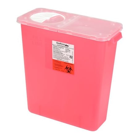 Oakridge Products-113906 Oakridge Products 3 Gallon Sharps Container w/ Split Rotor Lid, Red 0330-150R